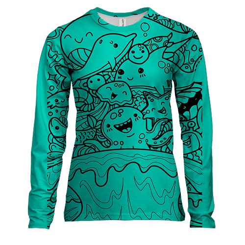 Женский 3D лонгслив с милыми морскими существами
