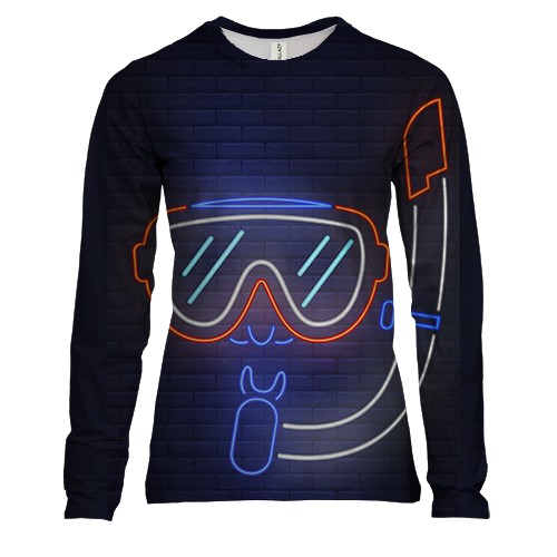 Женский 3D лонгслив с неоновым дайвером