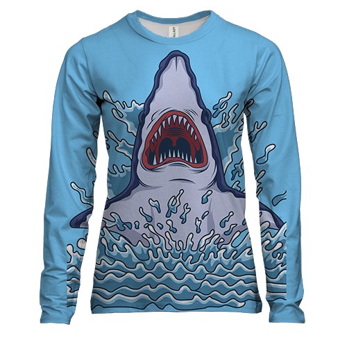 Жіночий 3D лонгслів з акулою і хвилями