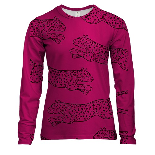 Женский 3D лонгслив с розовыми гепардами