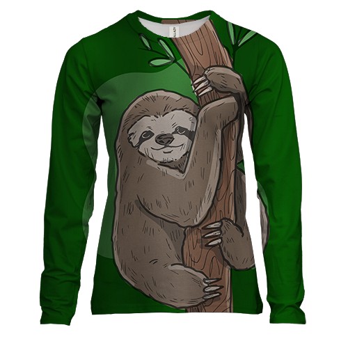 Женский 3D лонгслив с ленивцем на дереве