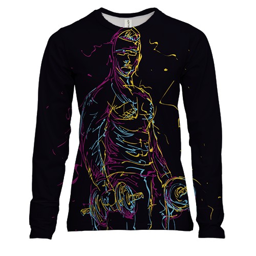 Женский 3D лонгслив с красочным бодибилдером