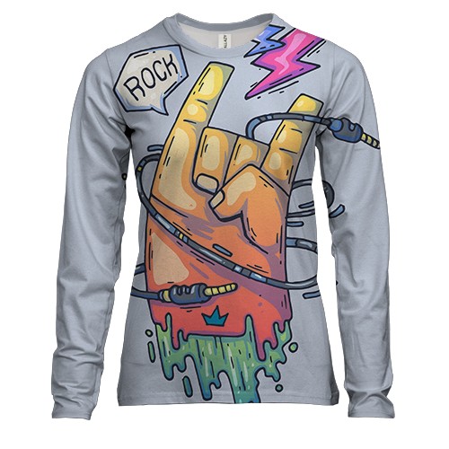 Жіночий 3D лонгслів з рок "козою"