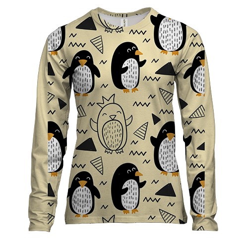 Женский 3D лонгслив с прикольными пингвинами