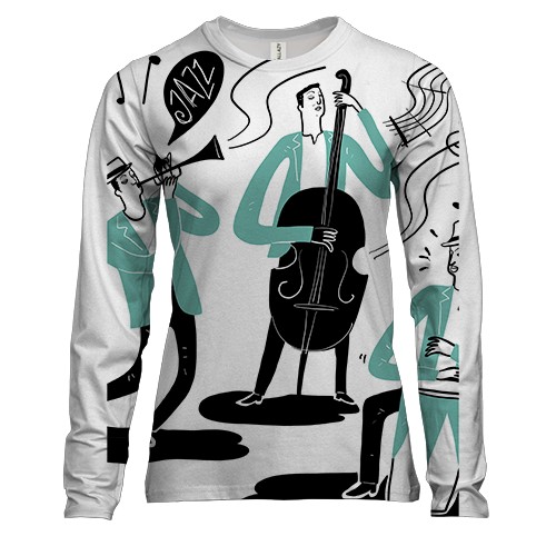 Женский 3D лонгслив с музыкальным джаз оркестром