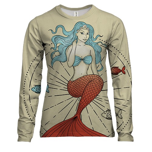 Женский 3D лонгслив с русалкой