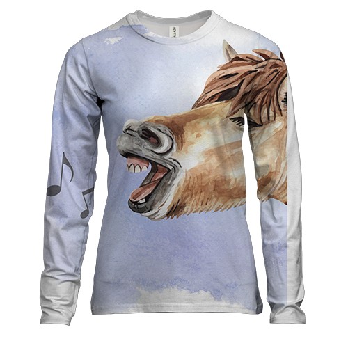 Женский 3D лонгслив с поющей лошадью