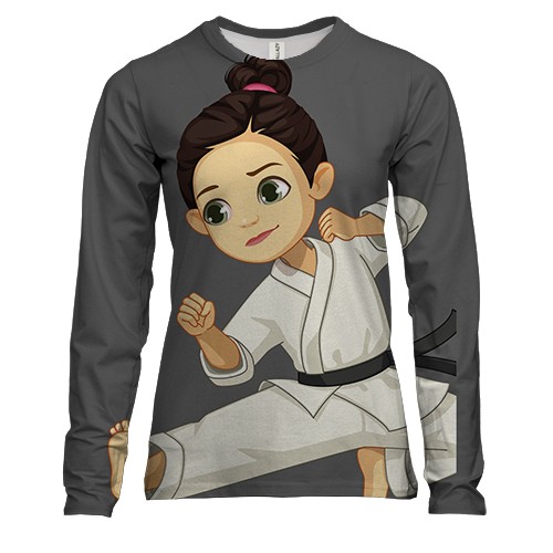 Жіночий 3D лонгслів з дівчиною в кімоно