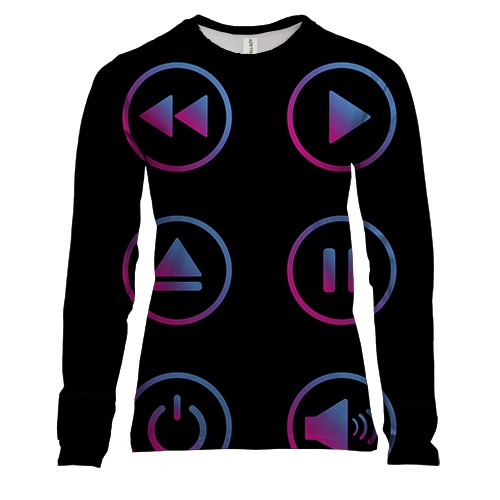 Женский 3D лонгслив с музыкальными кнопками