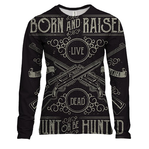 Женский 3D лонгслив Hunt or be Hunted