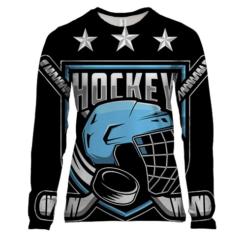 Женский 3D лонгслив Blue Hockey