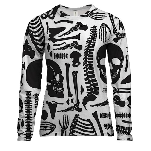 Женский 3D лонгслив со скелетом и частями тела