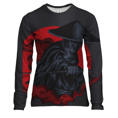 Женский 3D лонгслив с темным самураем
