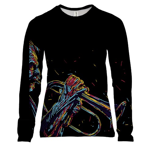 Жіночий 3D лонгслів з барвистим трубачем