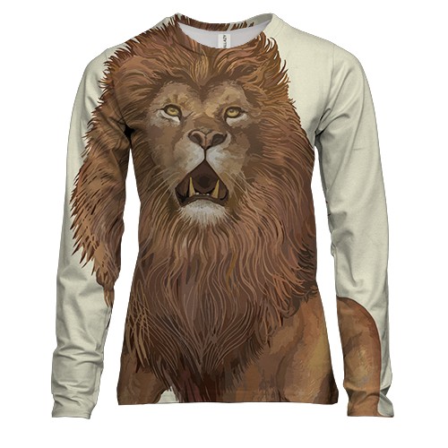 Женский 3D лонгслив со злым львом и гривой