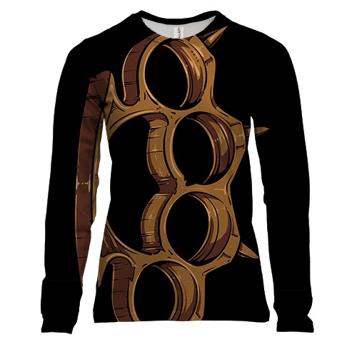 Женский 3D лонгслив с коричневым кастетом