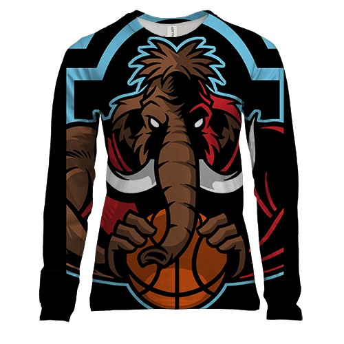 Женский 3D лонгслив с мамонтом баскетболистом