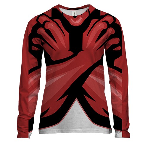 Жіночий 3D лонгслів з червоними сильними руками
