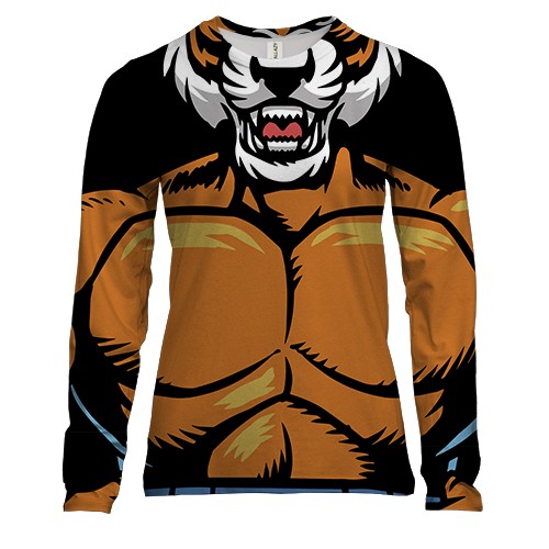 Женский 3D лонгслив с накаченным тигром