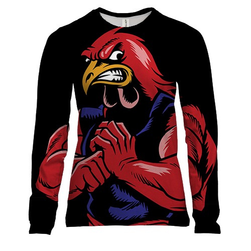 Женский 3D лонгслив с птицей бойцом