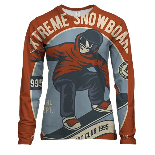 Жіночий 3D лонгслів з екстремальним сноубордистом