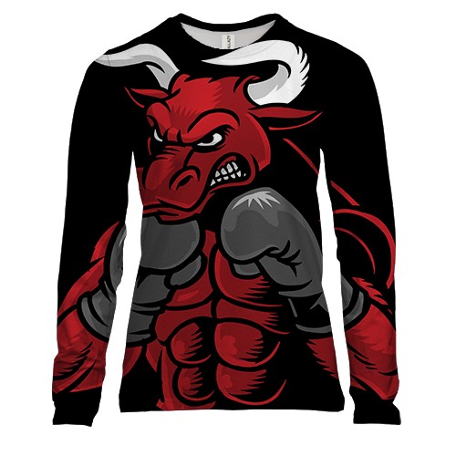 Женский 3D лонгслив с быком боксером