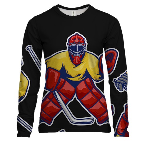 Женский 3D лонгслив с хоккеистами