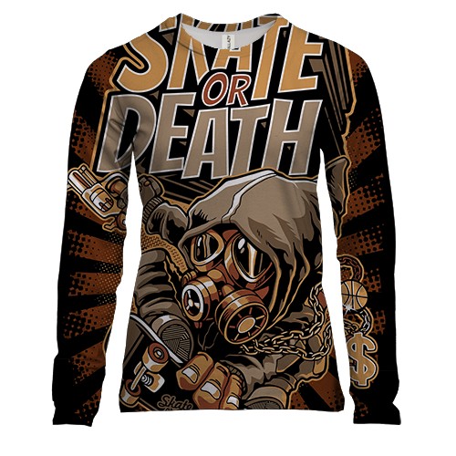 Жіночий 3D лонгслів Skate or Death