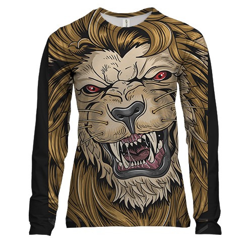 Женский 3D лонгслив с львом и оскалом