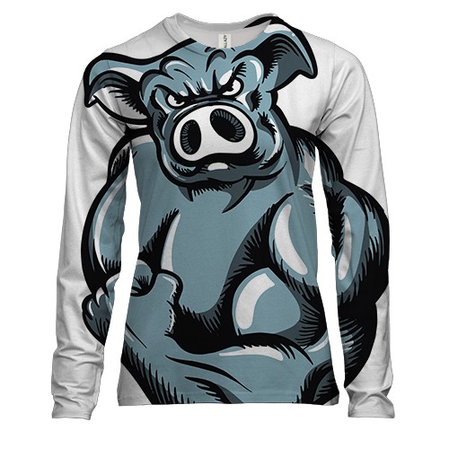 Женский 3D лонгслив с накаченным кабаном