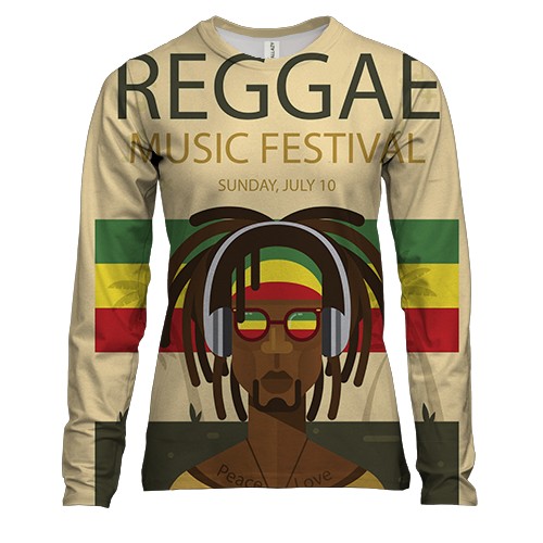 Женский 3D лонгслив Reggae music fest