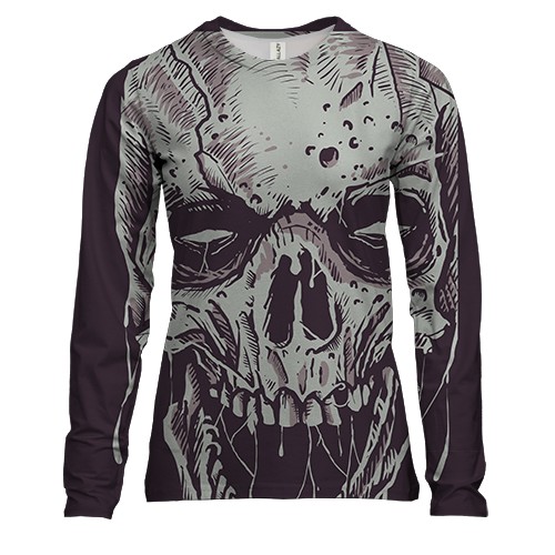 Женский 3D лонгслив с черепом в слюнях
