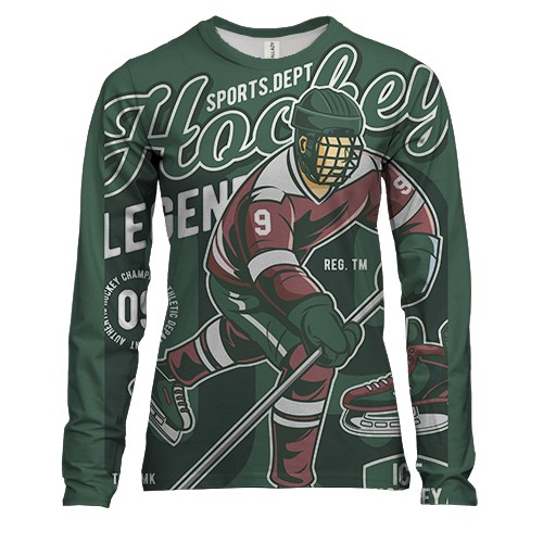 Жіночий 3D лонгслів з гравцем в хокей