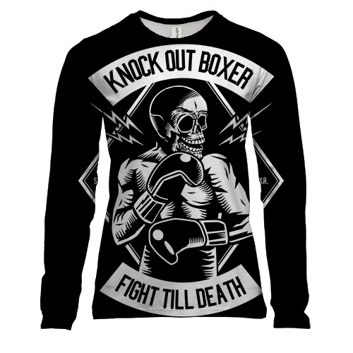 Женский 3D лонгслив Skull Boxer