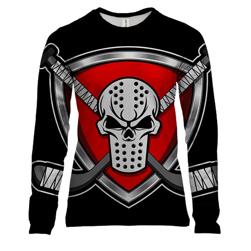 Женский 3D лонгслив с хоккейной маской