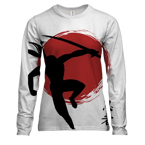 Женский 3D лонгслив с японским ниндзя
