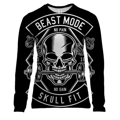 Женский 3D лонгслив Skull Fit