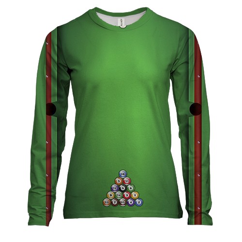 Женский 3D лонгслив с бильярдным столом