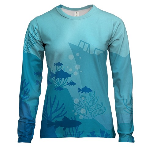 Женский 3D лонгслив с подводным миром