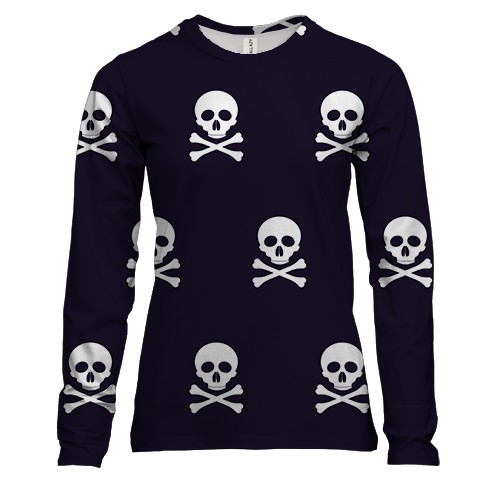 Женский 3D лонгслив с пиратскими черепами и костями