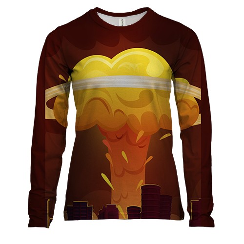 Женский 3D лонгслив с ядерным взрывом