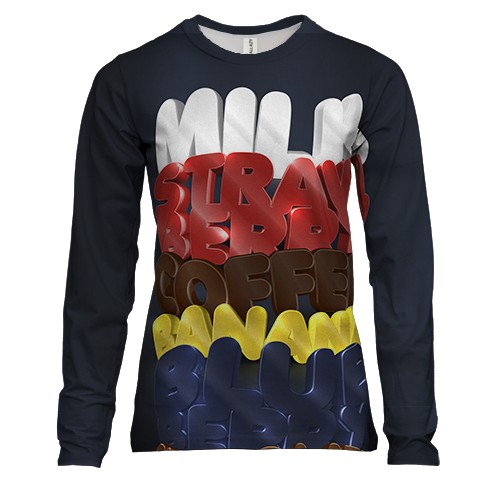 Жіночий 3D лонгслів з написами їжі