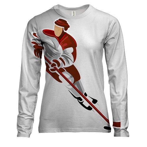 Женский 3D лонгслив с иллюстрацией хоккеиста