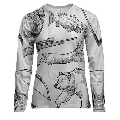 Жіночий 3D лонгслів з тваринами і рушницею