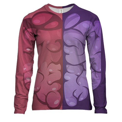 Жіночий 3D лонгслів з мозком у вигляді серця