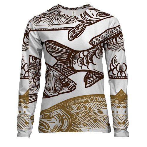 Женский 3D лонгслив с разными рыбками