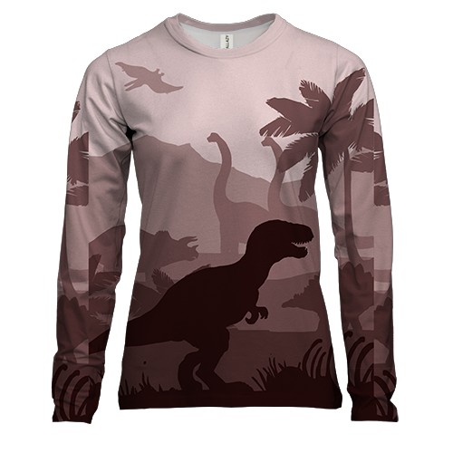 Женский 3D лонгслив с динозаврами в джунглях
