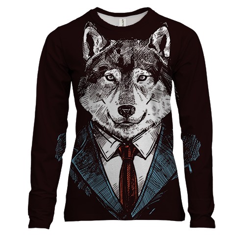 Женский 3D лонгслив Business wolf