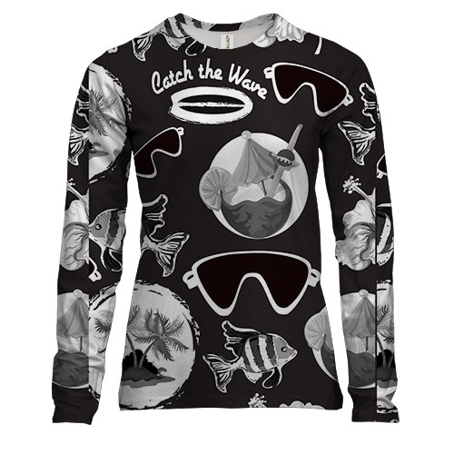 Женский 3D лонгслив с символикой дайвера