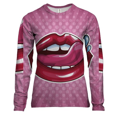 Женский 3D лонгслив с поп-арт губами